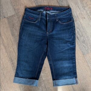 Limes Ranch Chloe Women's Deep Blue Cropped capri raw hem jeans